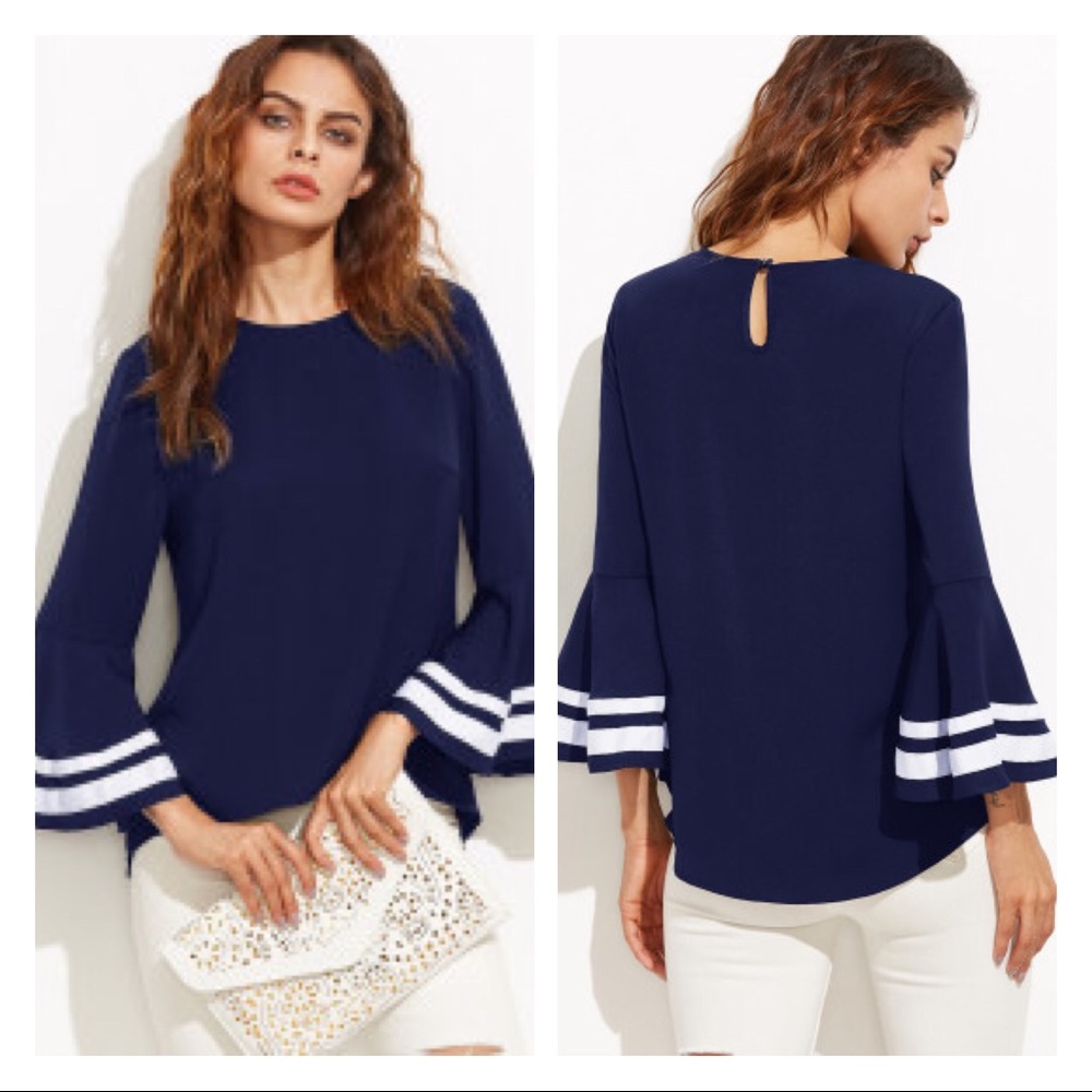 SALES ❗️Elegant Bell Sleeve keyhole Back Blouse